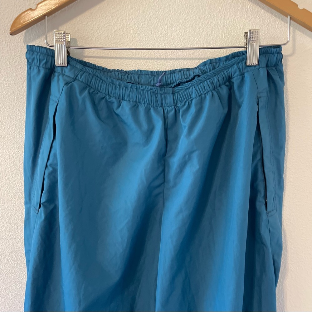 Vintage 90s Nike Teal Track Pants Zip Velcro Ankle Elastic Waistband Pockets-M - Picture 3 of 11